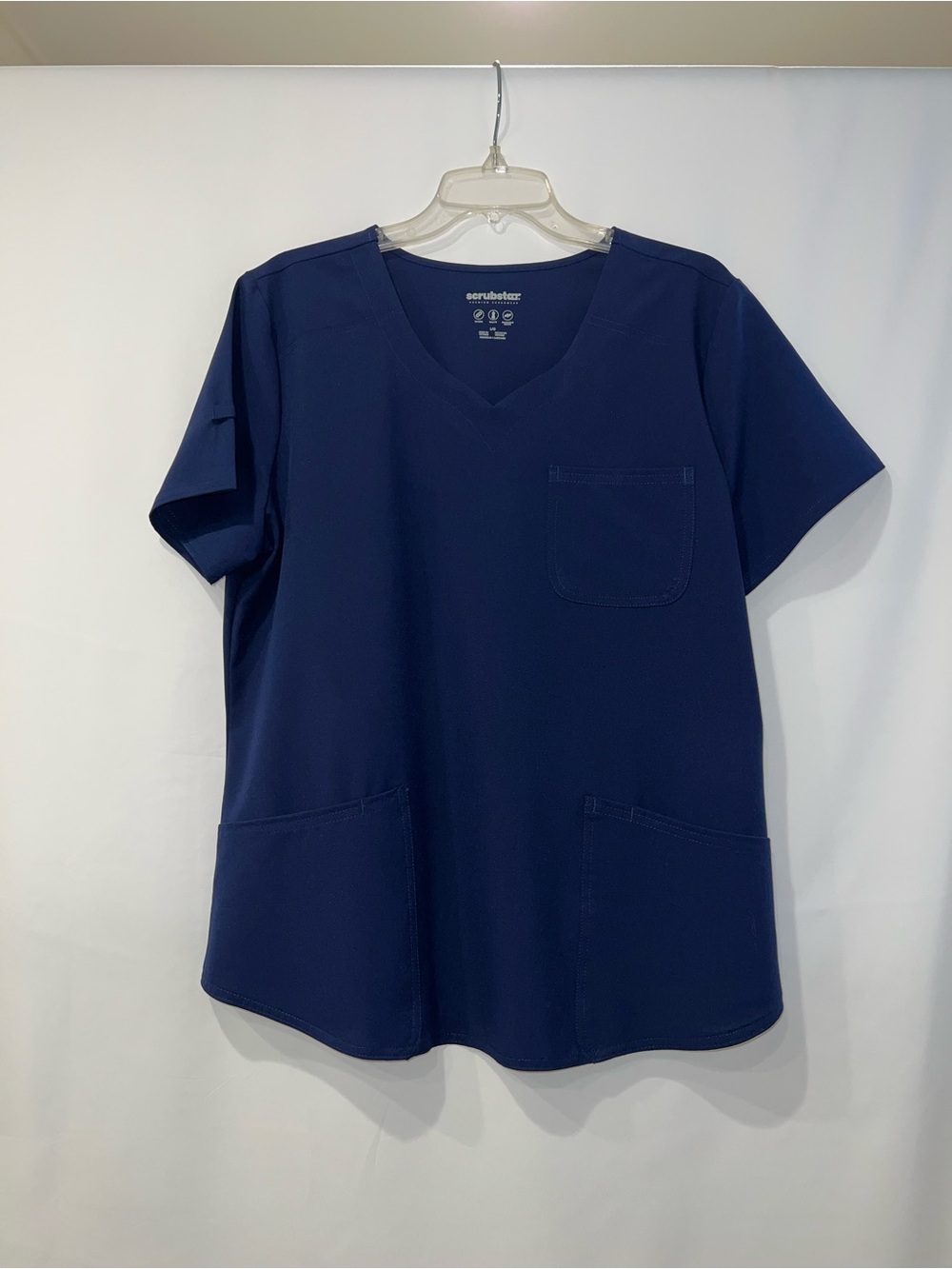 Women’s Scrubstar Premium Scrub V-Neck Top in Navy Blue Short Sleeves